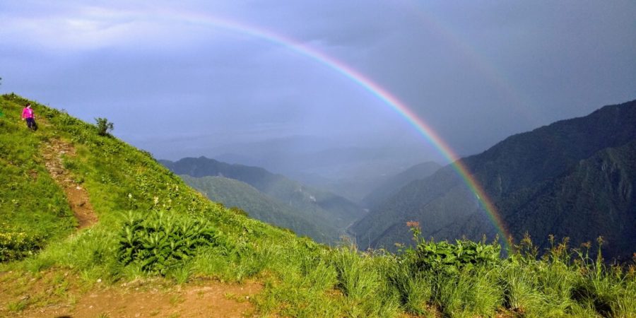 新越山荘から、虹が二重に見えました！