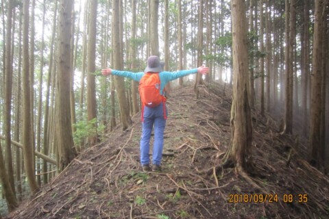 右側が加古川水系、左側は由良川水系です。右から霧が上がってきます。