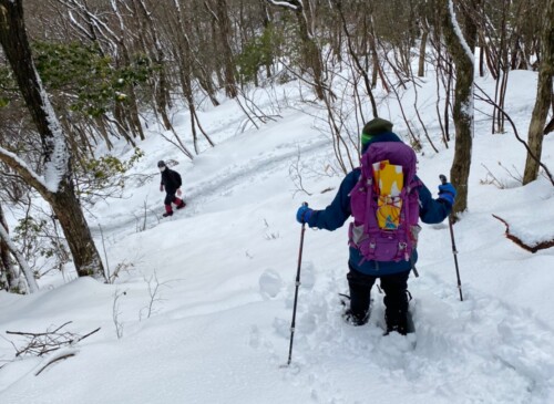 雪道の下りは楽しい!