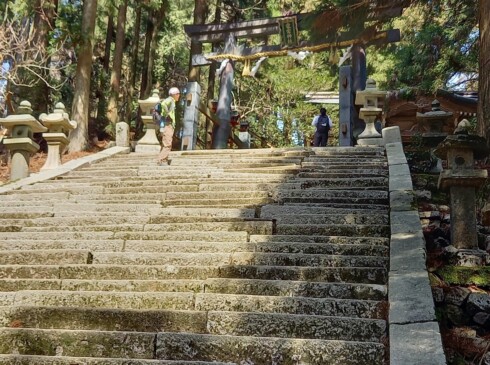 神社長い急階段弱った足に追い打ち