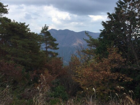 奥に見えている山は、三室山と竹呂山。