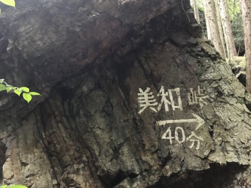 岩がゴロゴロしたところを下りて、やっとこの大岩まで来ました。