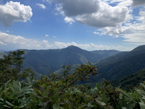 はるかに見渡せる滋賀の山並み。気持ちの良い稜線に出ました。