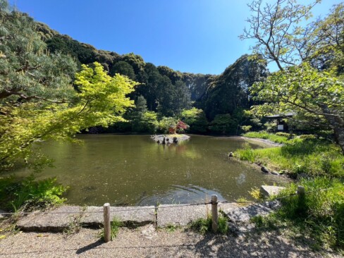 この池のそばに、横に長い本堂があります。国宝だそうな。