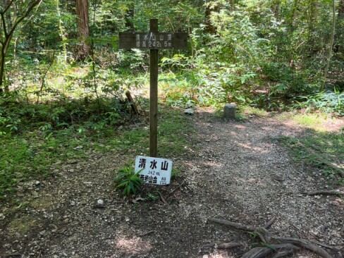 清水山到着(標高242m)。三等三角点があります。