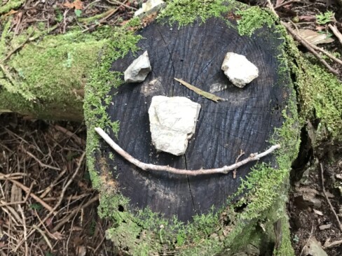 避難小屋前のカーブのところに。癒されます。
