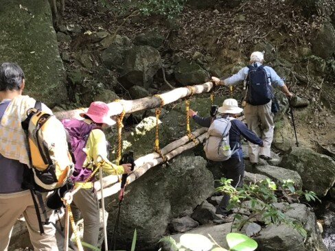 これってどうやって渡るのかな??やっぱり歩くのは石の上か・・。