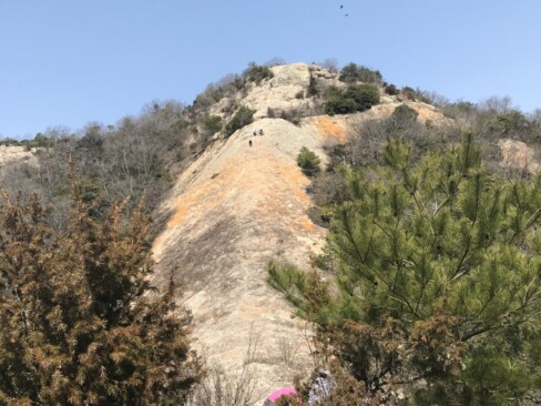 このコース一番のお楽しみ「紅山」が見えてきました。