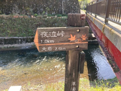 ここから夜泣き峠まで、約1㎞、標高差約190mの上りです。