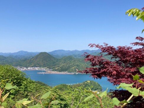 こちらは、大江山方面。台形のお山は、建部山。