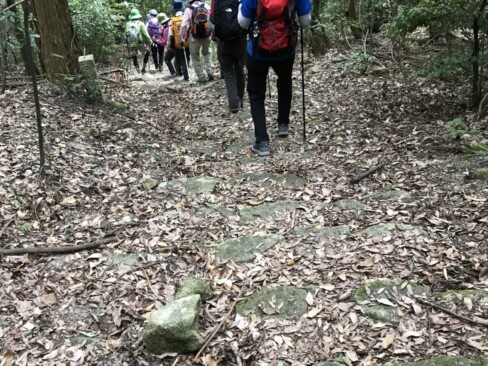 桑實寺までの道は、岩がゴロゴロしていて疲れた足にこたえます。
