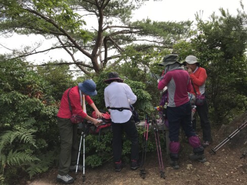途中のベンチで休憩。ここからは少しなだらかになります。