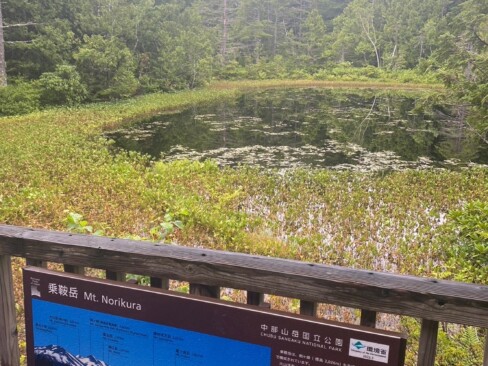 池の向こうに乗鞍岳が見えるのですね。