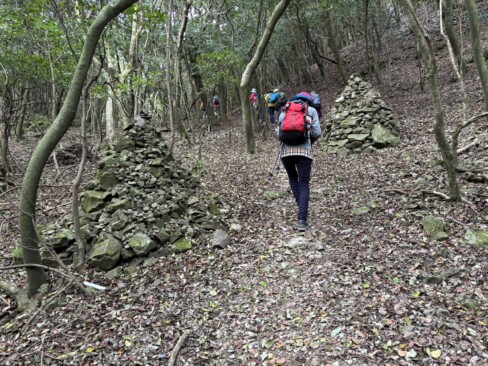 あちこちにあるケルンのようなもの。登山道に転がる石を片付けてくださったあとかな?