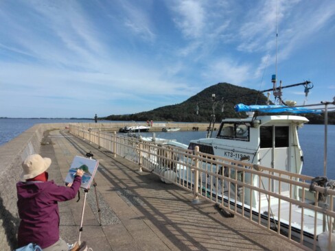 イーゼル持参、力が入っていますね。そして構図も難しそう。