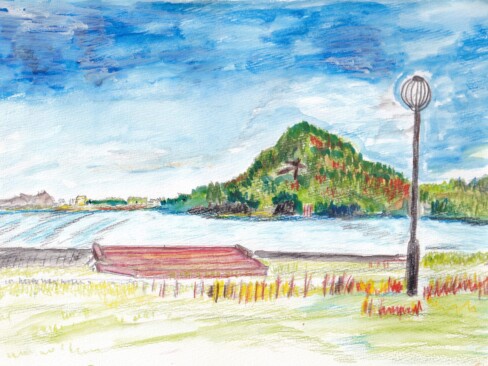 海を描き表すのが難しかった。でも綺麗な色使いですね。(S・D)