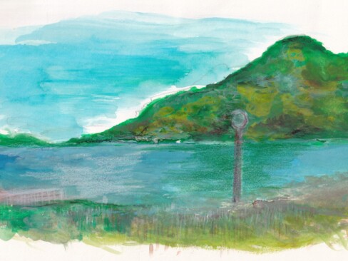 水彩絵具と色鉛筆を使いました。中央の街灯がアクセントになったかなと思います。(M・Y)