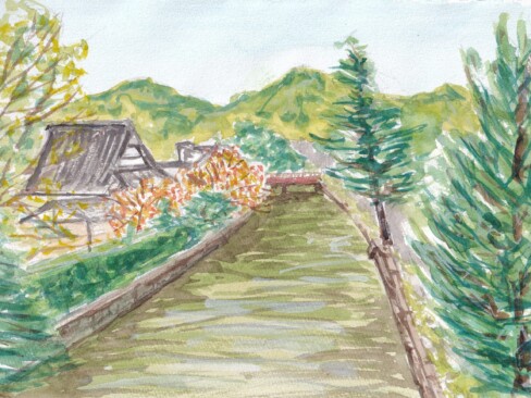 他の方と少し違う視点で描きました。松の木を描き表すのが難しかった。(T・S)