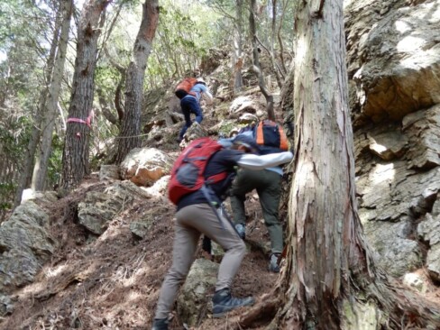 この岩場、めっちゃ急ですやん!!!
